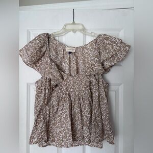 Universal Thread Tan Floral Blouse